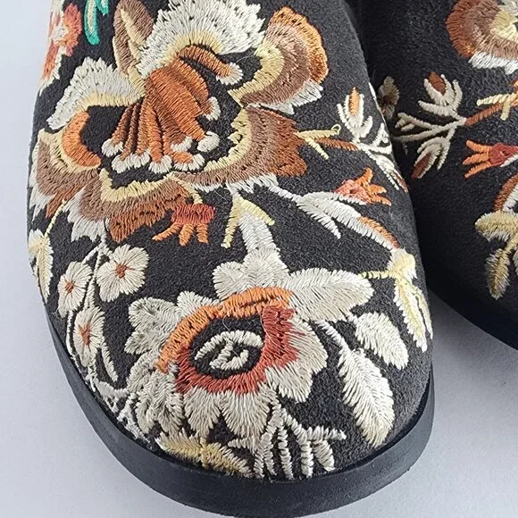Johnny Was Women's Gray Floral Leather Embroidered Sammi West Boots 9 EUR 39